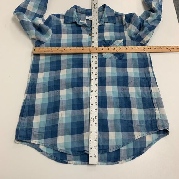 J Jill Shirt Women XSP Extra Small Petite Blue Plaid Button Up Pocket *READ - Picture 8 of 13